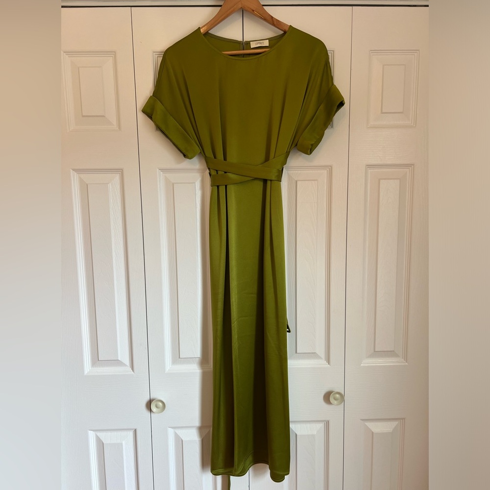 LAPOINTE Olive waist-belt Maxi Dress